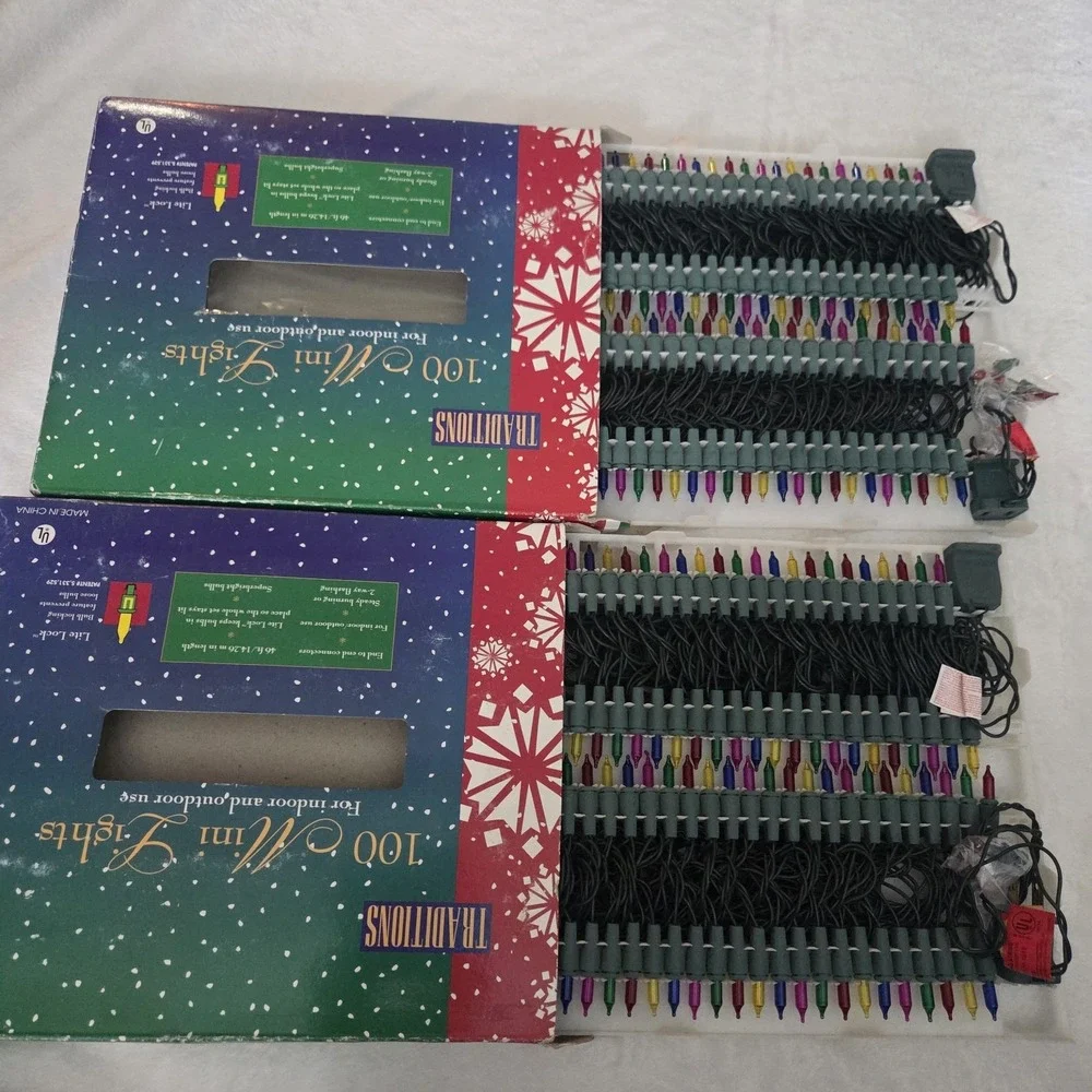 Vtg 100 Holiday Traditions Mini String Multi‎ Color Christmas Lights 46' Each